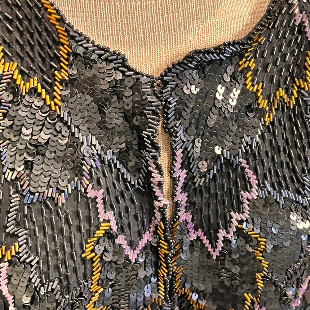 Vintage Size 3X/2X? Moonlife NY Womens Silk Sequins Jacket Blazer New Year's - Picture 5 of 10